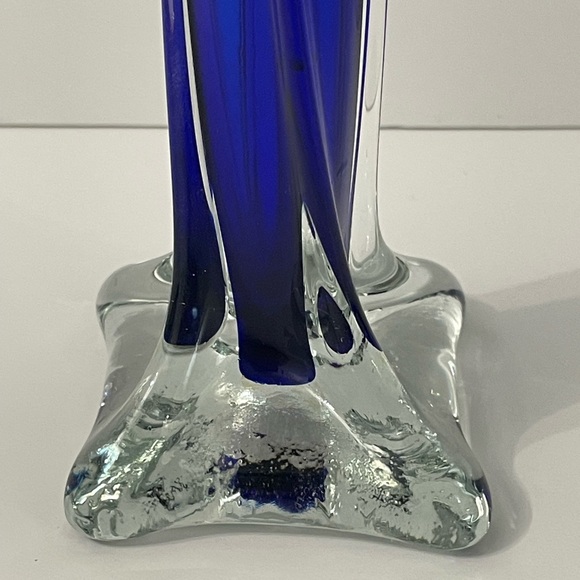 Vintage Mid Century Modern Soliflore Cobalt Blue Glass Bud Vase 10” H - Picture 2 of 7